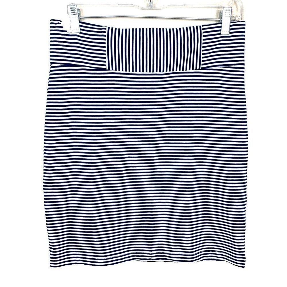 Brooklyn Industries NEW Skirt Pull On Pencil Mini Navy Blue White Stripe Women S
